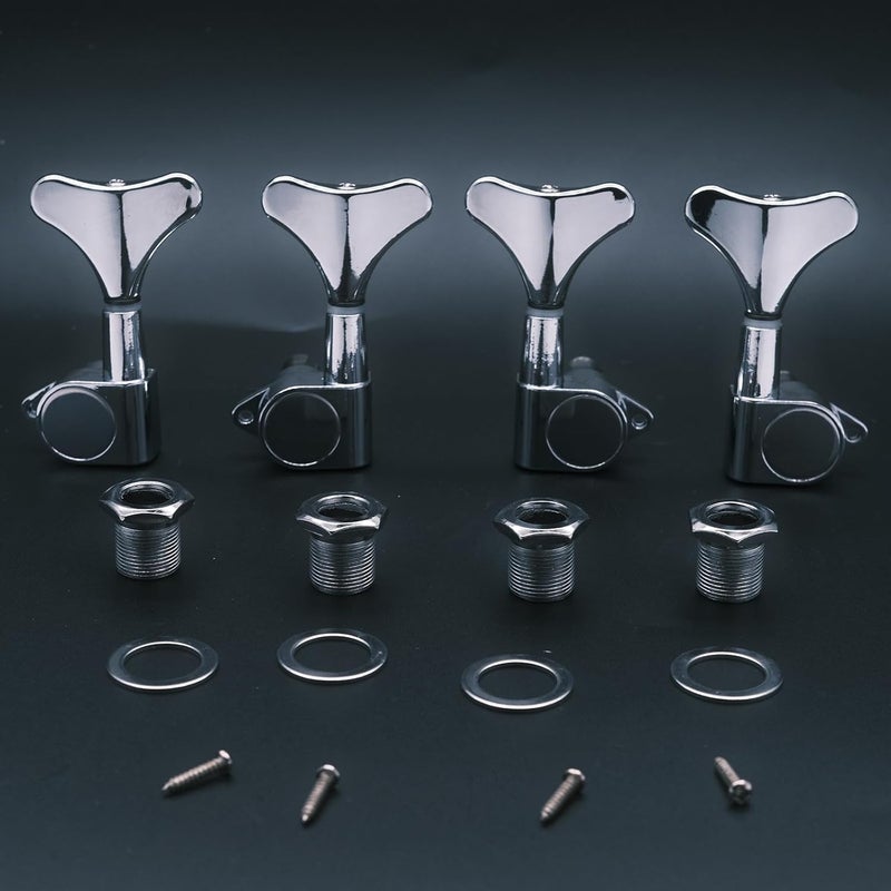 harpfeas 2R2L Electric Bass Guitar Sealed Tuning Pegs Tuners Machine Heads Tuning Keys/Buttons Guitar Parts Machine Head Tuners for Precision Bass and Jazz Bass (2R2L Chrome) - Image 5